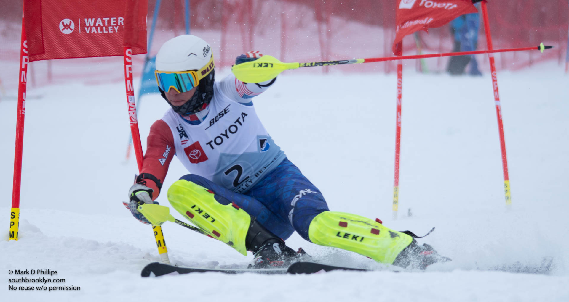 Garret Driller skis to a First Place finish in parallel slalom at the US Nationals in Alpine Skiing at Waterville Valley, New Hampshire, on March 23, 2019.